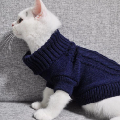 Pullover blue knitted sweater for cats