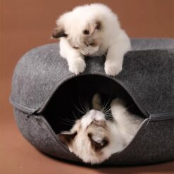 Alternative view of Round cat tunnel bed cushion