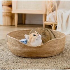 Handmade Japanese rattan cat bed