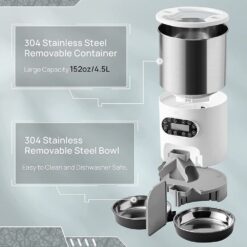 Alternative view of WiFi automatic cat feeder double bowl