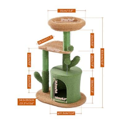 size Cactus cat tree with house - smart cat toys - marvelofficial.store