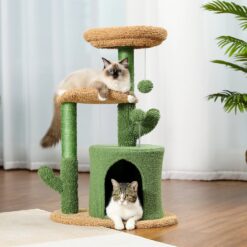 Cactus cat tree with house - SMARTCATTOYS.COM -smart cat toys