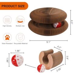 Foldable Reversible Toy for Indoor Cats - Accordion Cardboard Cat Scratcher with Bell Ball - marvelofficial.store - best cat toys and cat accessories