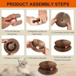 Foldable Reversible Toy for Indoor Cats - Accordion Cardboard Cat Scratcher with Bell Ball - marvelofficial.store - best cat toys and cat accessories