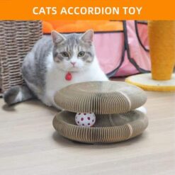 Foldable Reversible Toy for Indoor Cats - Accordion Cardboard Cat Scratcher with Bell Ball - marvelofficial.store - best cat toys and cat accessories
